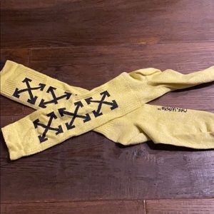 Off white, yellow, high socks with decals